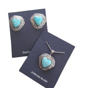 Southwest Design Sterling Larimar Heart Set